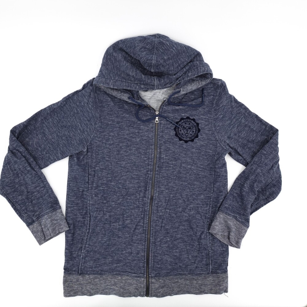 Guess Jacket Mens Large Navy Full Zip Hooded Hoodie Long Sleeve Jogger